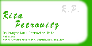 rita petrovitz business card